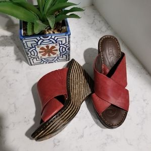 born boulder leather cork wedge
